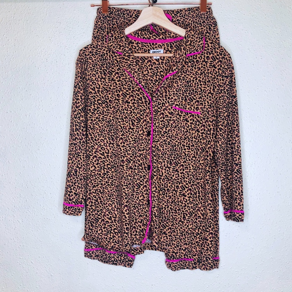 DKNY Leopard Print Cropped Pajama Set